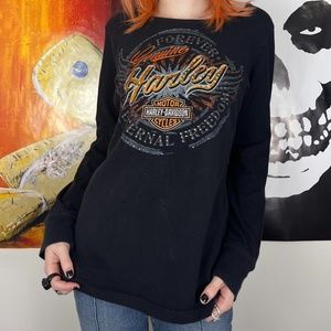 Harley Davidson Motorcycles Rhinestone Angel Wing Long Sleeve Shirt / Size M